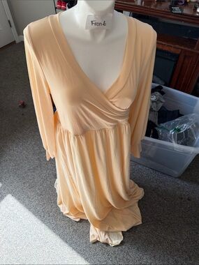 Peach Wrap-Style Maxi  maternity photo shoot dress